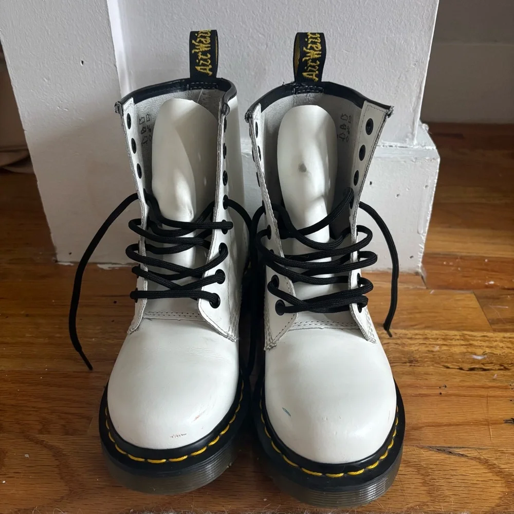 Doc Marten 1460 White Leather Boots - Picture 2 of 10